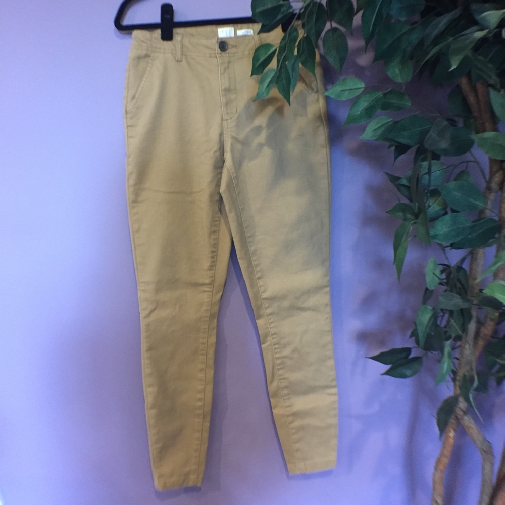 High Waisted Khaki Skinny Pants, 4 reg